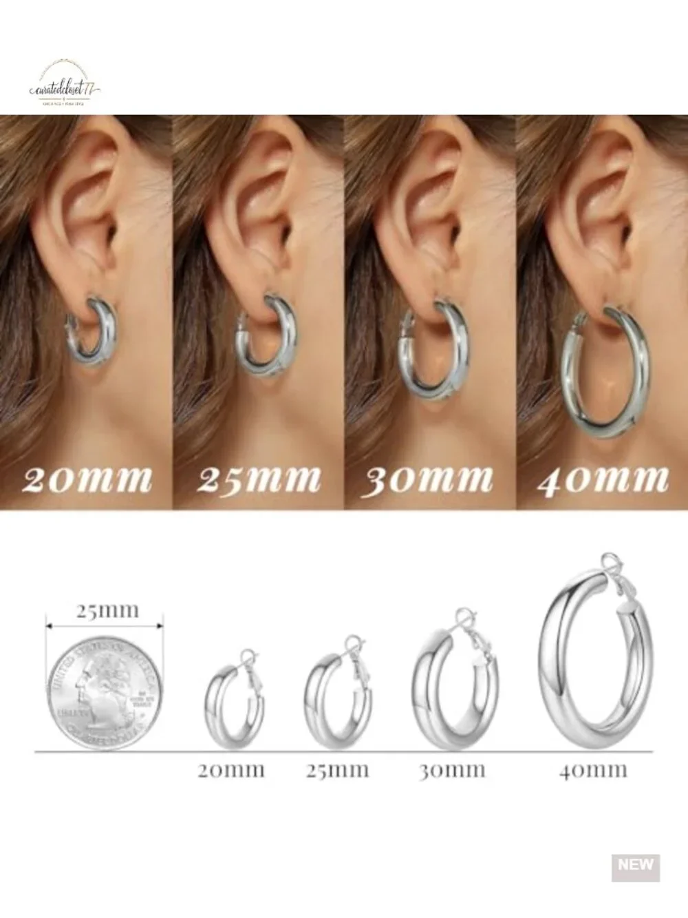 Chunky Hoop Earrings 14K Gold Plated - Lightweight Hollow Tube Thick Hoops